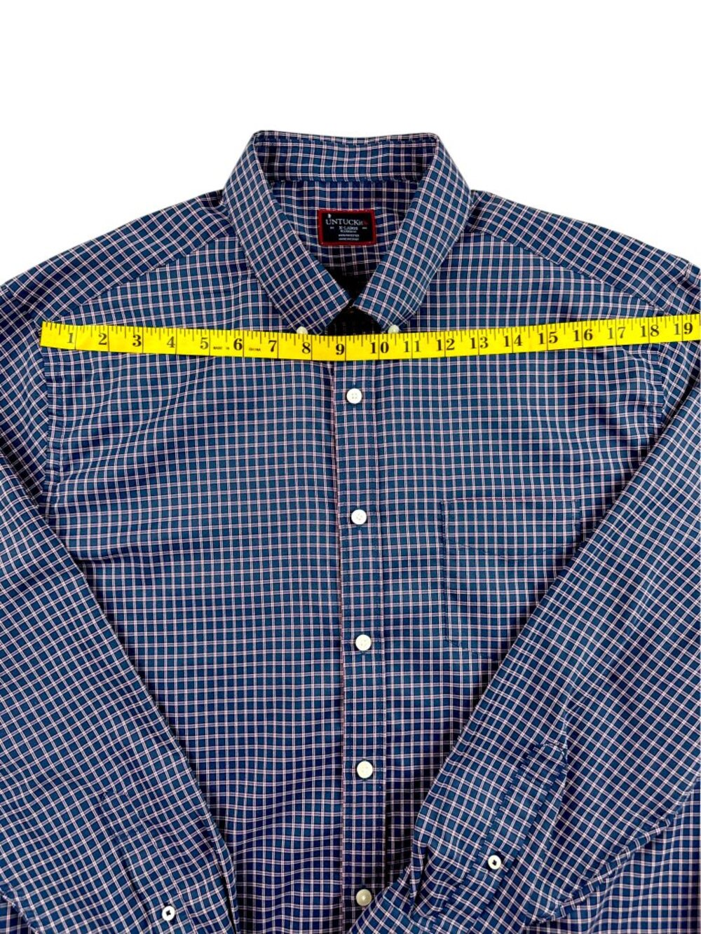 UNTUCKit XL Blue Salice Relaxed Fit Long Sleeve Button Down Tattersall Shirt - Picture 15 of 16